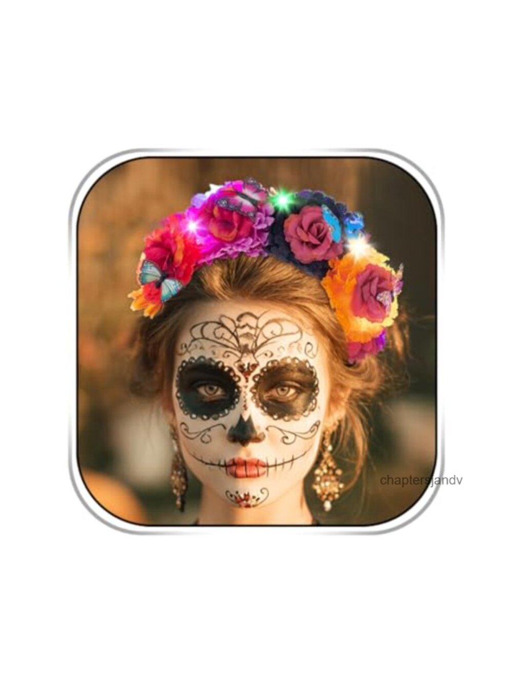 Light Up Rose Flower Crown Headband Halloween Day of the Dead Hair Accessory